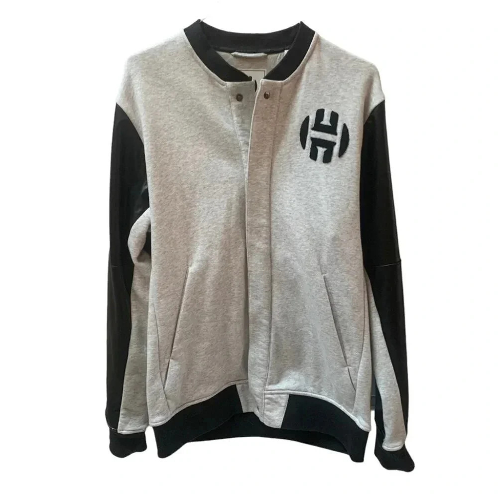 Adidas Originals Harden Varsity Basketball Jacket Light Grey Heather/Black L